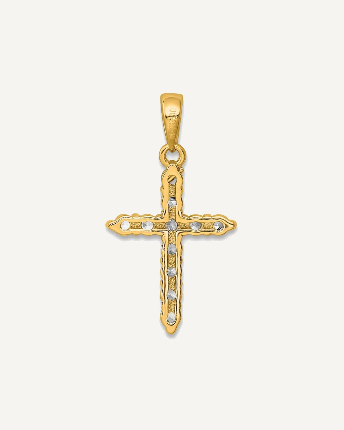 Sterling Silver Gold-plated CZ Cross Pendant – View 3