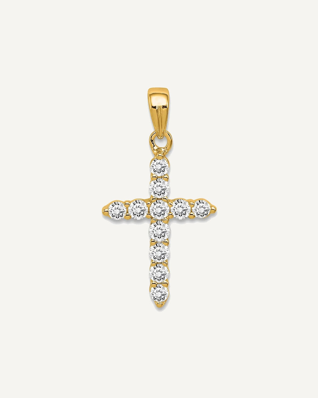 Sterling Silver Gold-plated CZ Cross Pendant – View 1