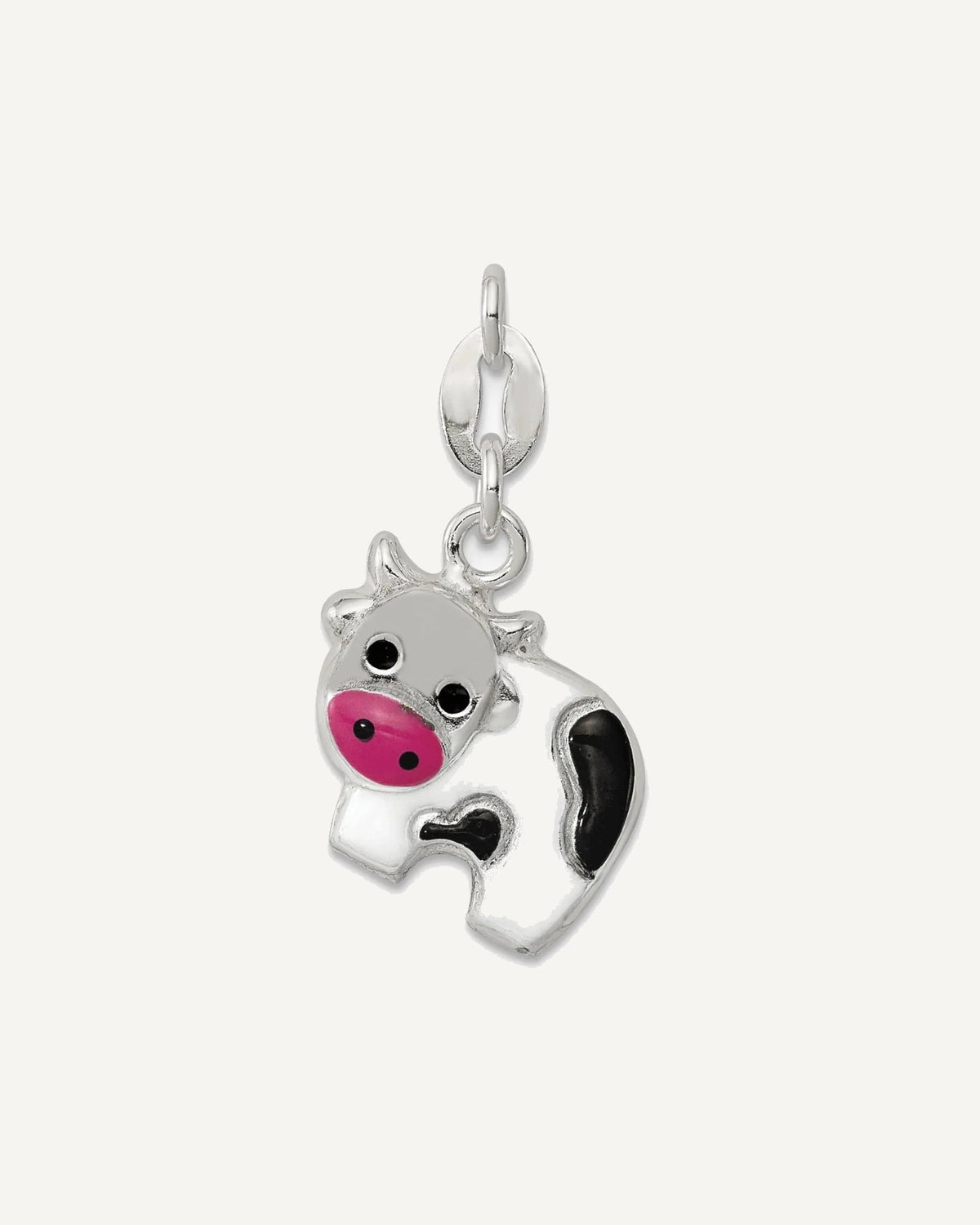 Sterling Silver Enameled Cow Charm – View 1