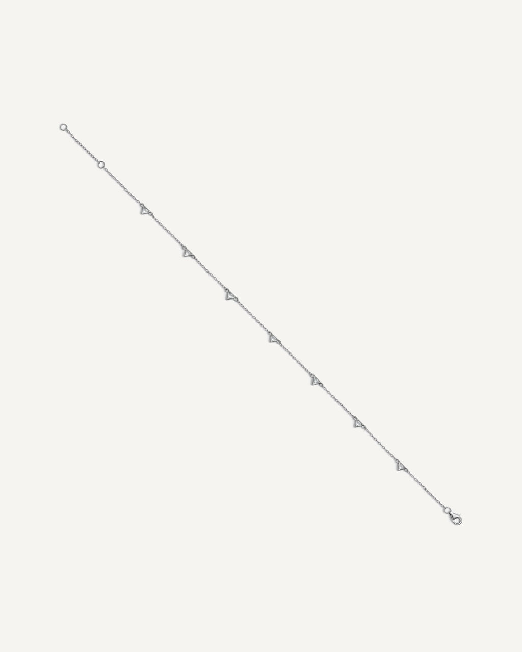 Cheryl M Sterling Silver Rhodium-plated Polished Trillion-cut CZ 9.5 Inch with 1 Inch Extension Anklet – View 2