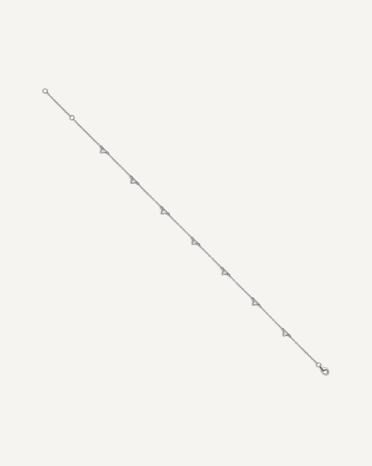 Cheryl M Sterling Silver Rhodium-plated Polished Trillion-cut CZ 9.5 Inch with 1 Inch Extension Anklet – View 2