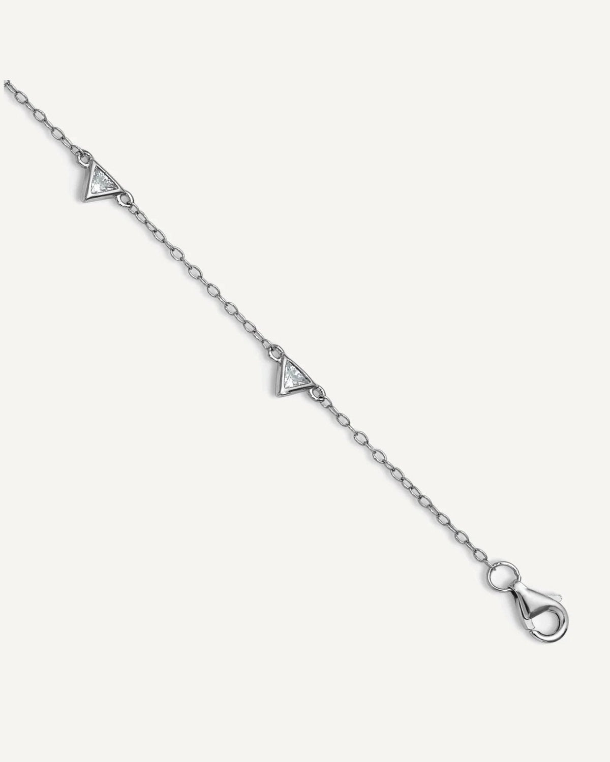 Cheryl M Sterling Silver Rhodium-plated Polished Trillion-cut CZ 9.5 Inch with 1 Inch Extension Anklet – View 1