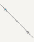 Cheryl M Sterling Silver Rhodium-plated Polished Blue Glass and CZ Evil Eye 9.5 Inch with 1 Inch Extension Anklet – View 1