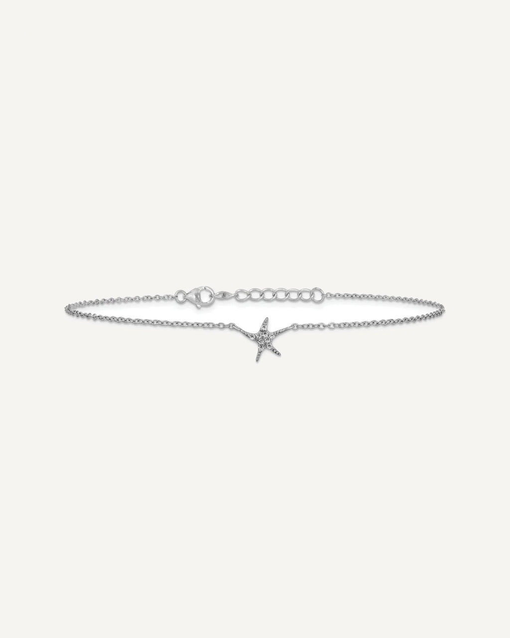 Cheryl M Sterling Silver Rhodium-plated Polished CZ Starfish 9.5 Inch with 1 Inch Extension Anklet – View 3