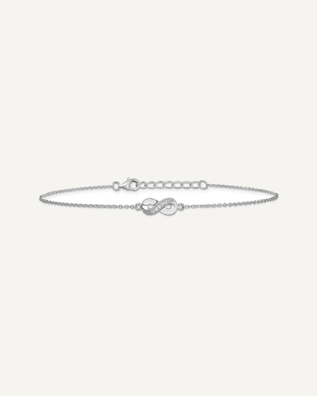 Cheryl M Sterling Silver Rhodium-plated Polished CZ Infinity 9.5 Inch with 1 Inch Extension Anklet – View 3