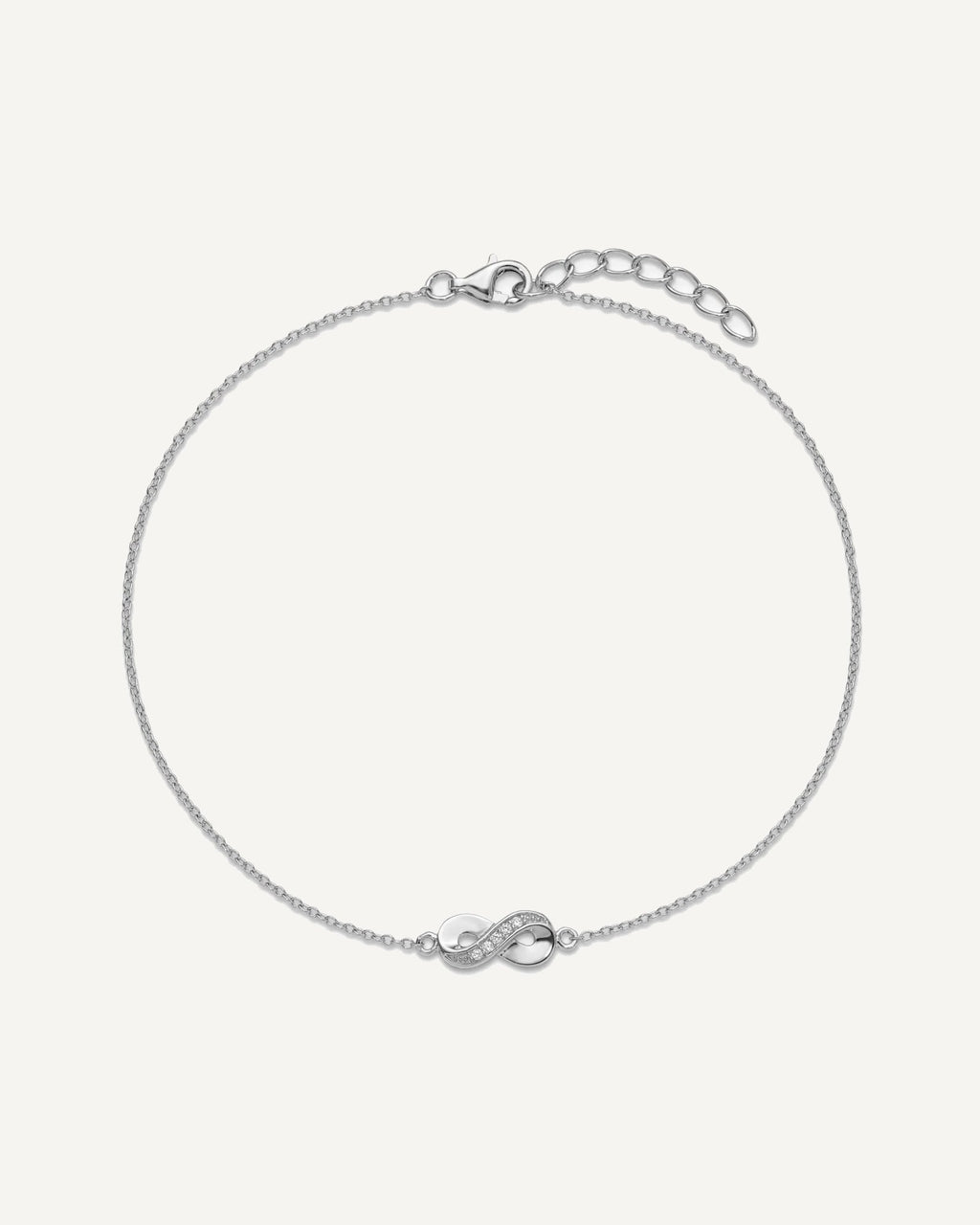 Cheryl M Sterling Silver Rhodium-plated Polished CZ Infinity 9.5 Inch with 1 Inch Extension Anklet – View 4