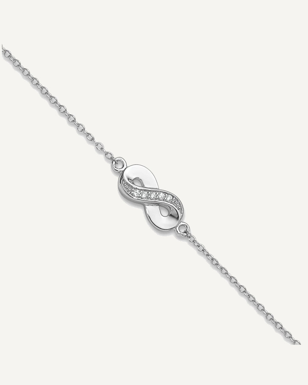 Cheryl M Sterling Silver Rhodium-plated Polished CZ Infinity 9.5 Inch with 1 Inch Extension Anklet – View 1