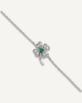 Cheryl M Sterling Silver Rhodium-plated Polished Green and White CZ Four Leaf Clover 9.5 Inch with 1 Inch Extension Anklet – View 1
