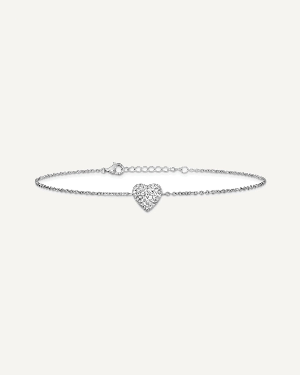 Cheryl M Sterling Silver Rhodium-plated Polished Pave CZ Heart 9.5 Inch with 1 Inch Extension Anklet – View 3