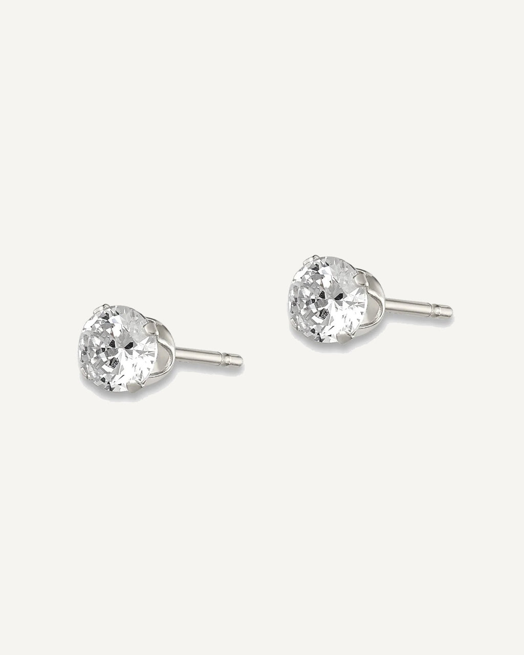 Round CZ Stud Radiant-Cut Earrings – View 10