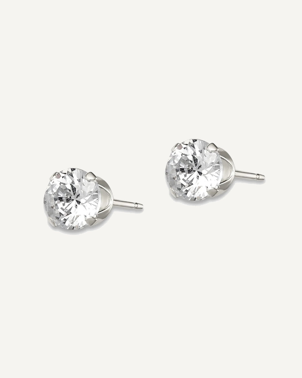 Round CZ Stud Radiant-Cut Earrings – View 14