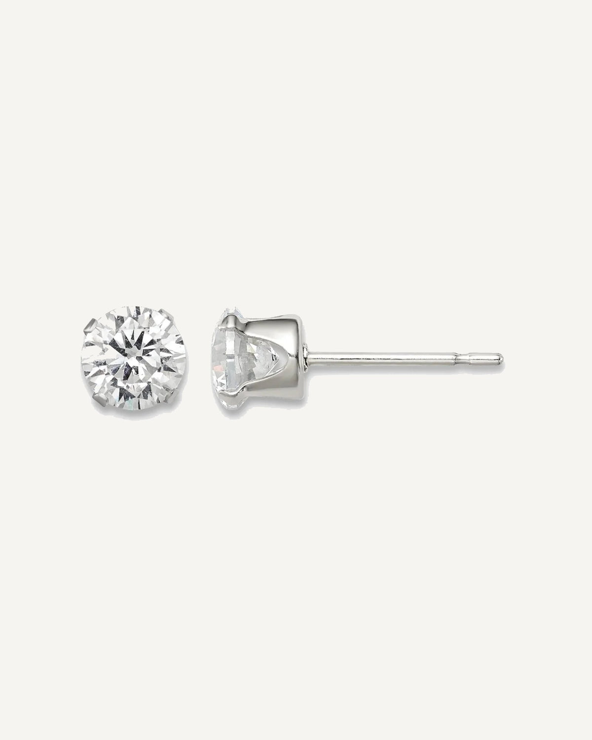Round CZ Stud Radiant-Cut Earrings – View 13