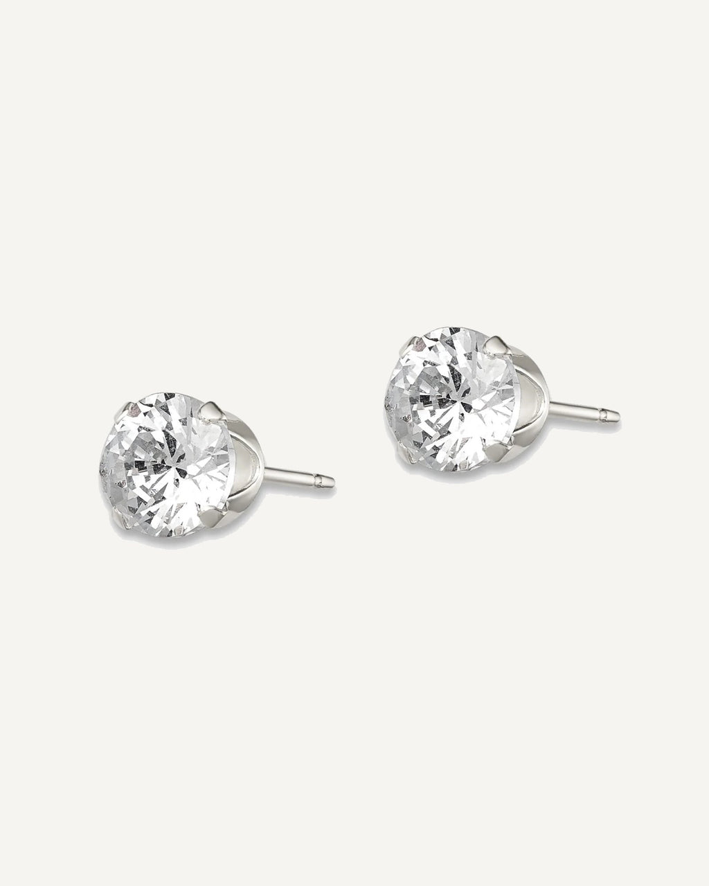 Round CZ Stud Radiant-Cut Earrings – View 18