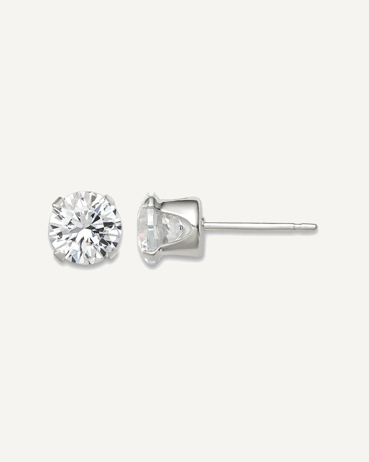 Round CZ Stud Radiant-Cut Earrings – View 17