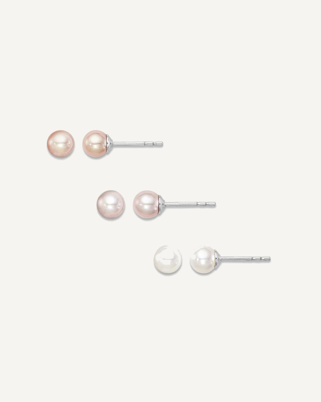 Sterling Silver Madi K Rhodium-plated 4-5mm White, Pink and Purple Round Freshwater Cultured Pearl Set of 3 Earrings – View 1