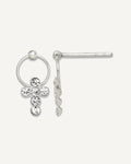 Sterling Silver Polished CZ Cross Circle Post Dangle Earrings – View 1