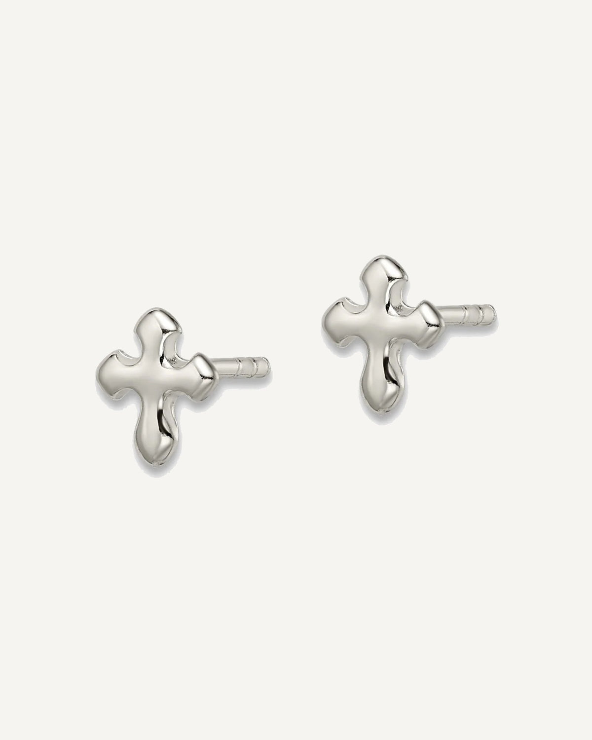 Sterling Silver Polished Cross Petite Post Earrings – View 2