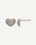 Sterling Silver Rainbow Crystal Children's Heart Earring – View 1