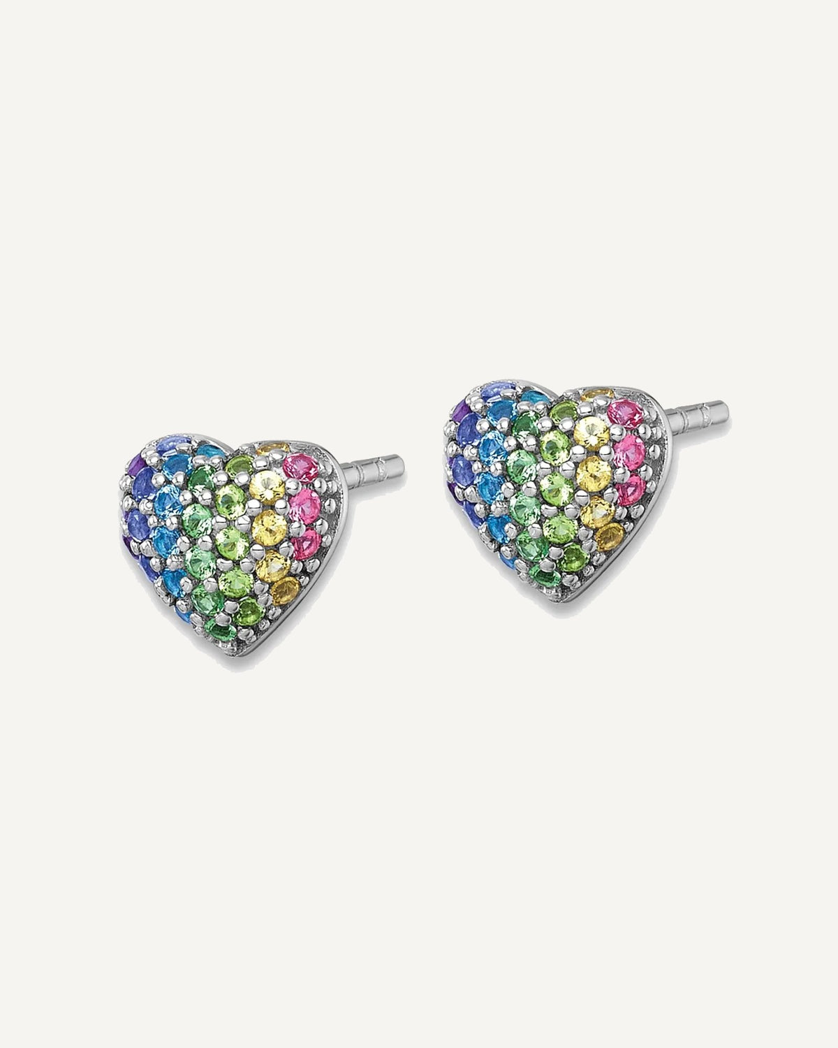 Sterling Silver Rainbow Crystal Children's Heart Earring – View 6