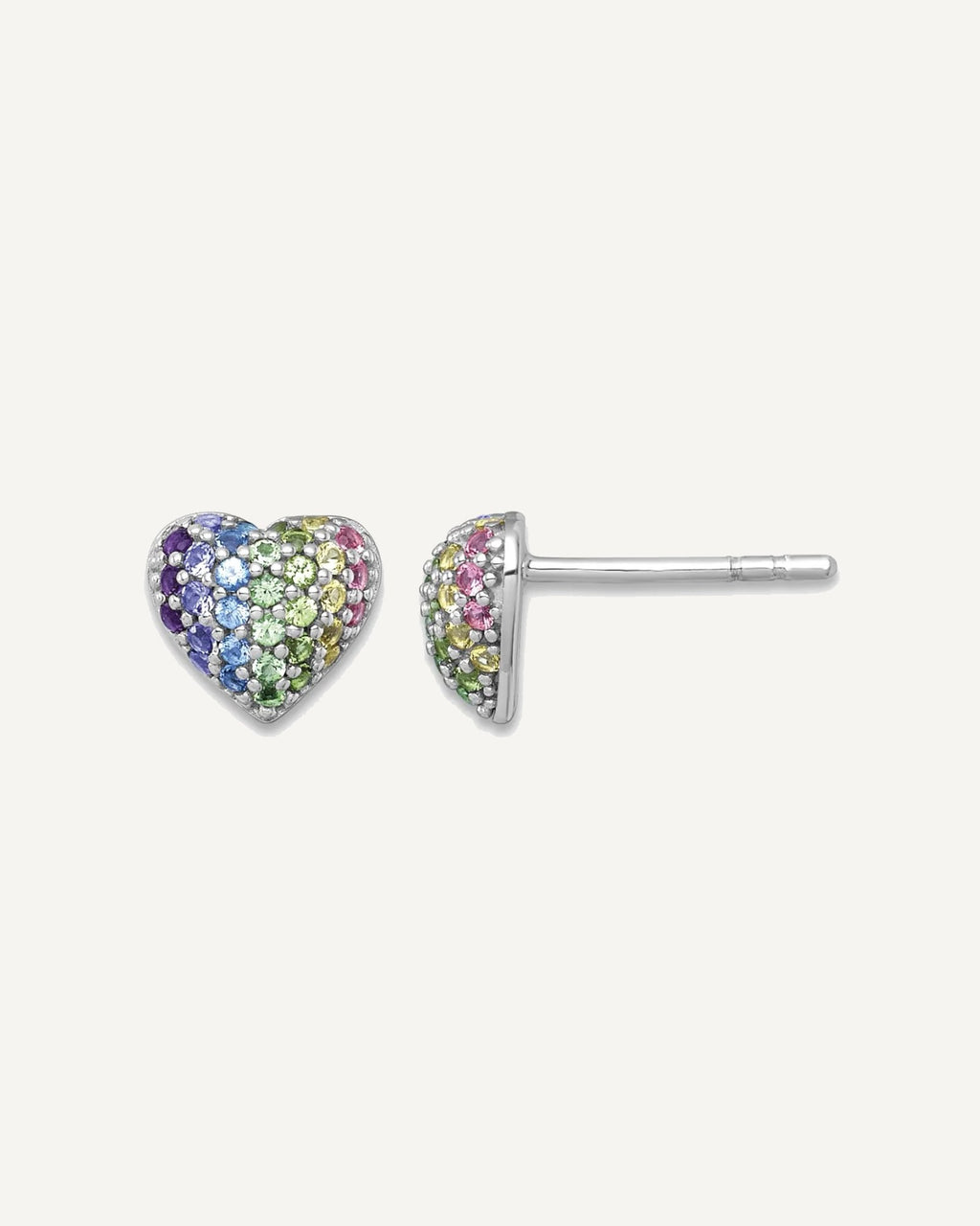 Sterling Silver Rainbow Crystal Children's Heart Earring – View 5