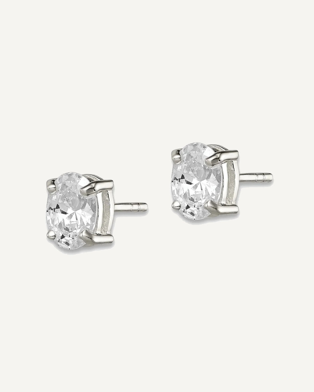 CZ Stud Earrings — 5x7 mm, Basket Mounting – View 2