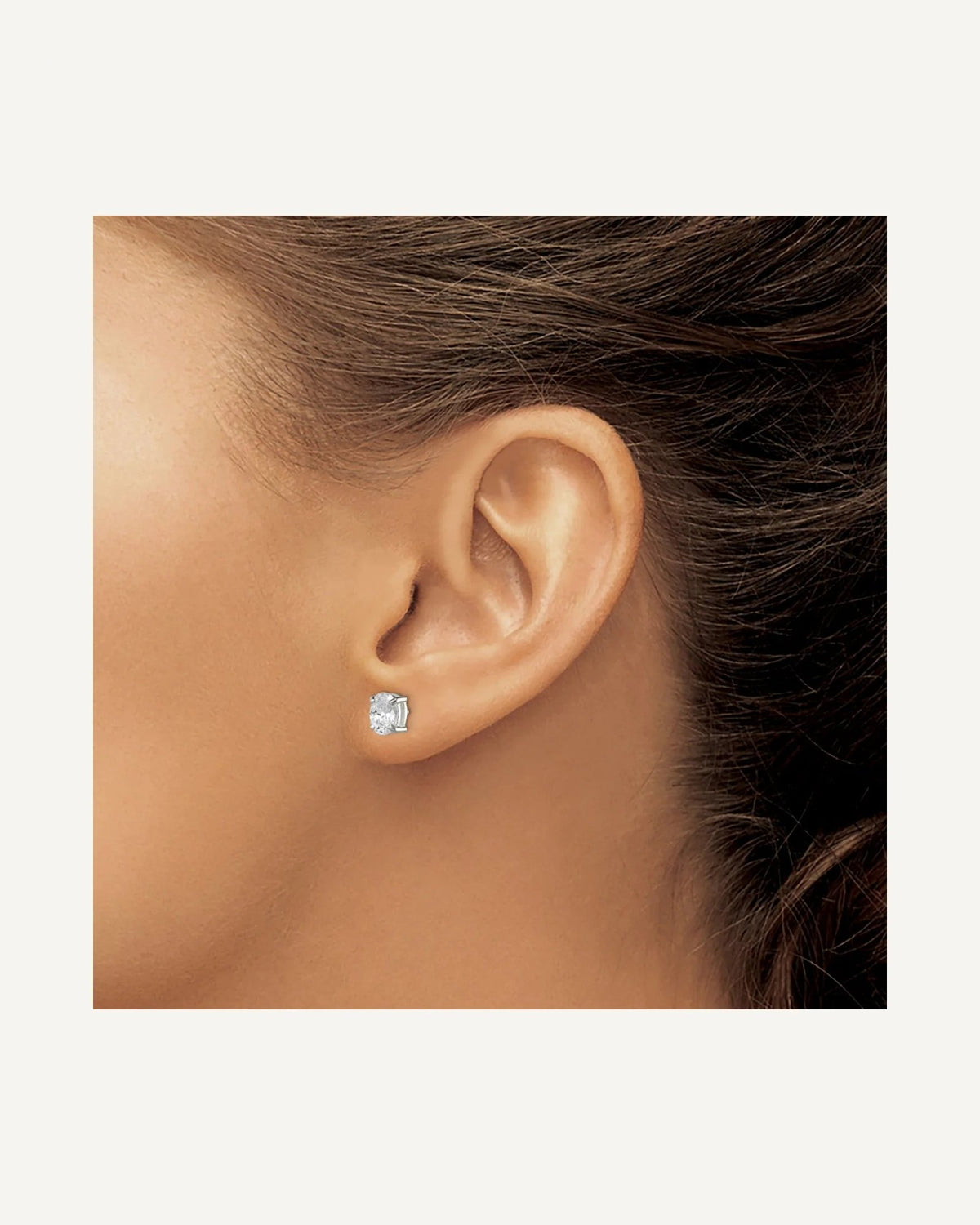 CZ Stud Earrings — 5x7 mm, Basket Mounting – View 3