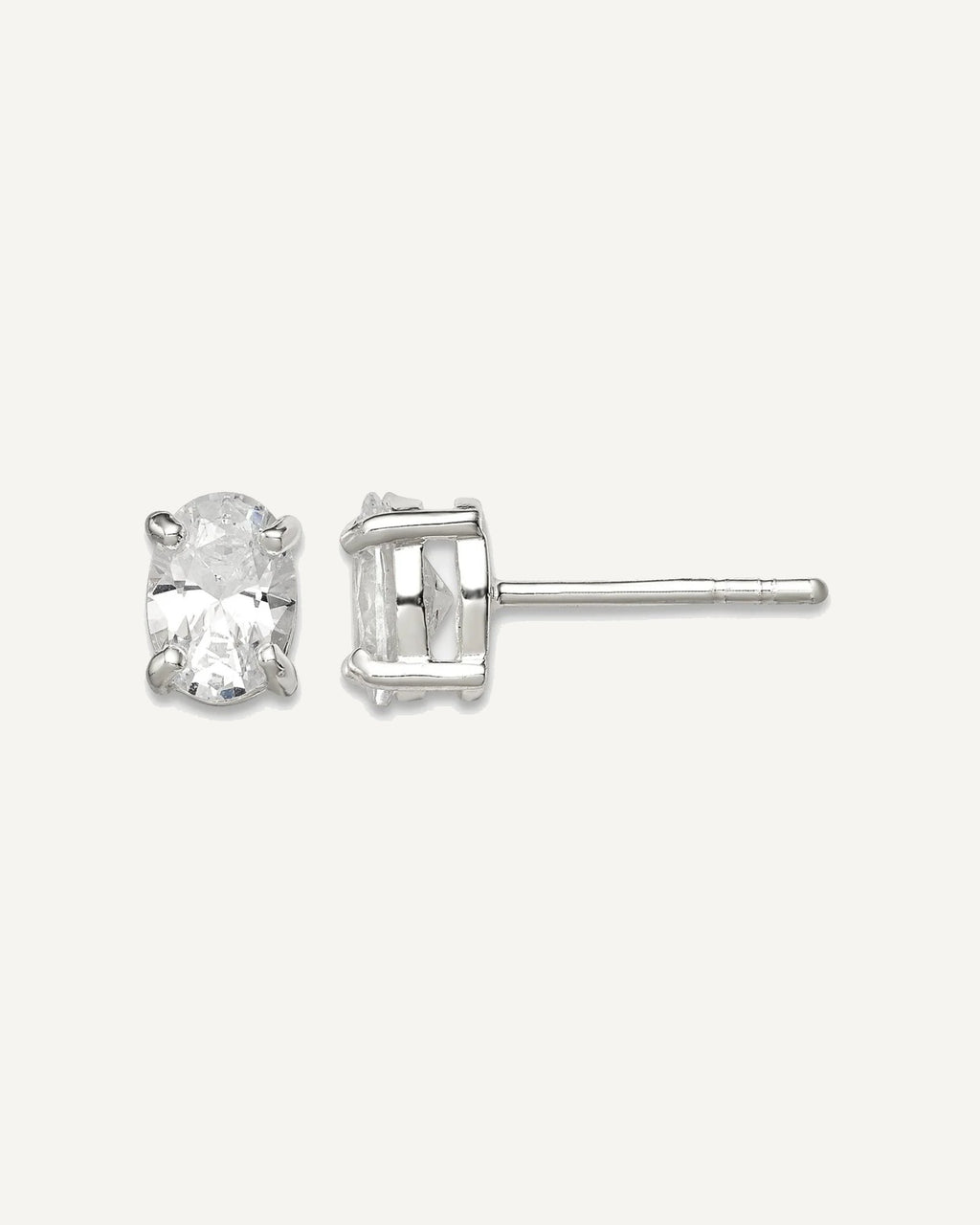 CZ Stud Earrings — 5x7 mm, Basket Mounting – View 1