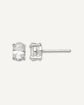 CZ Stud Earrings — 5x7 mm, Basket Mounting – View 1