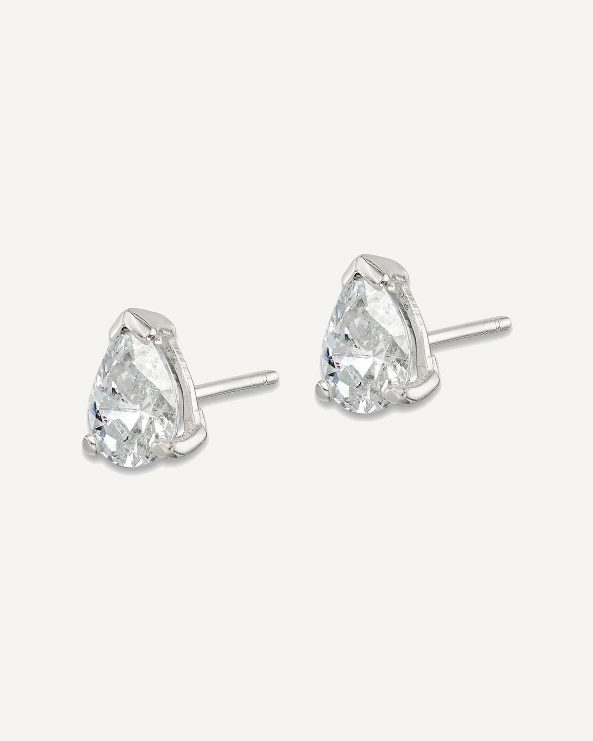 CZ Stud Earrings — 5x7 mm, Basket Mounting – View 6