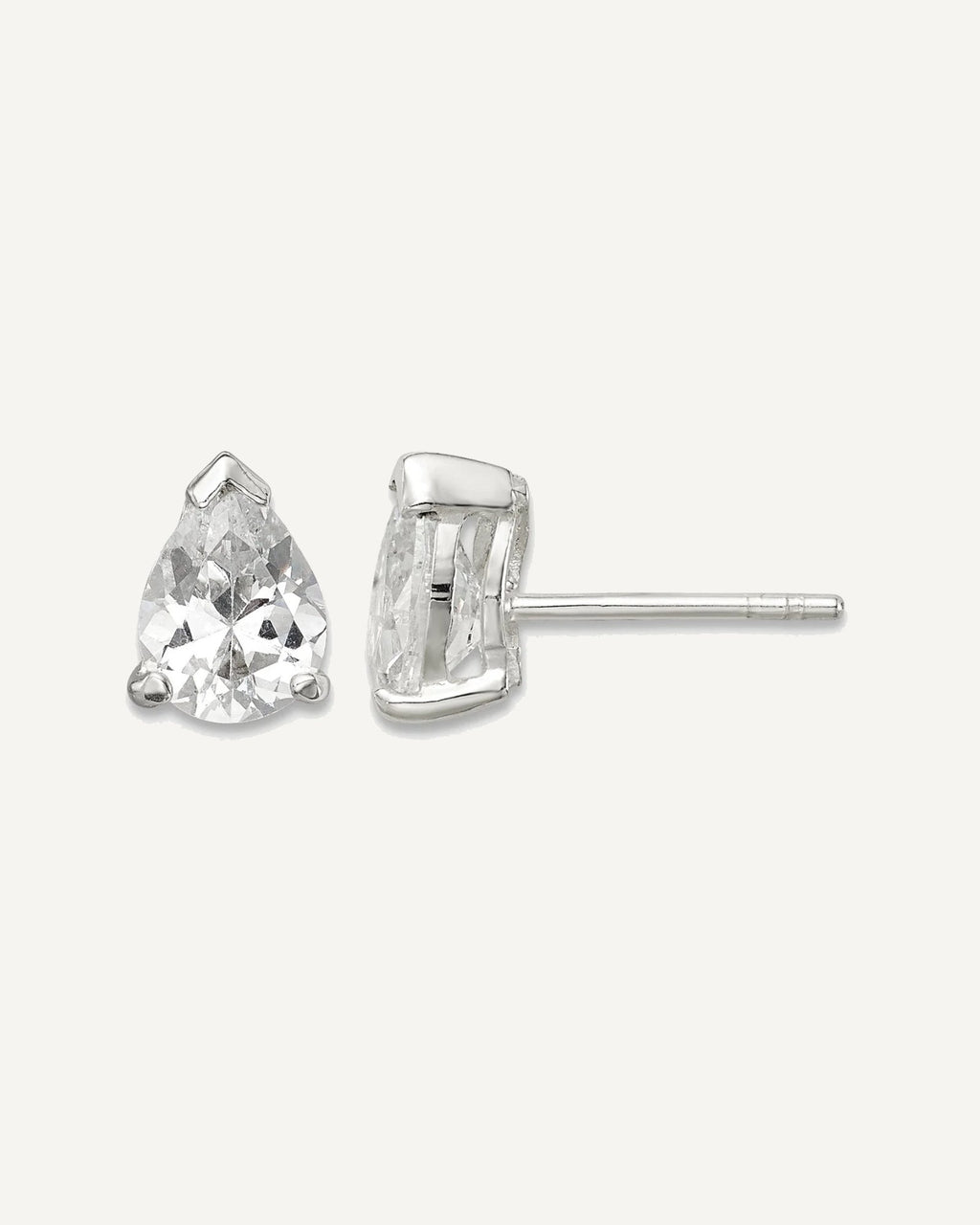 CZ Stud Earrings — 5x7 mm, Basket Mounting – View 5