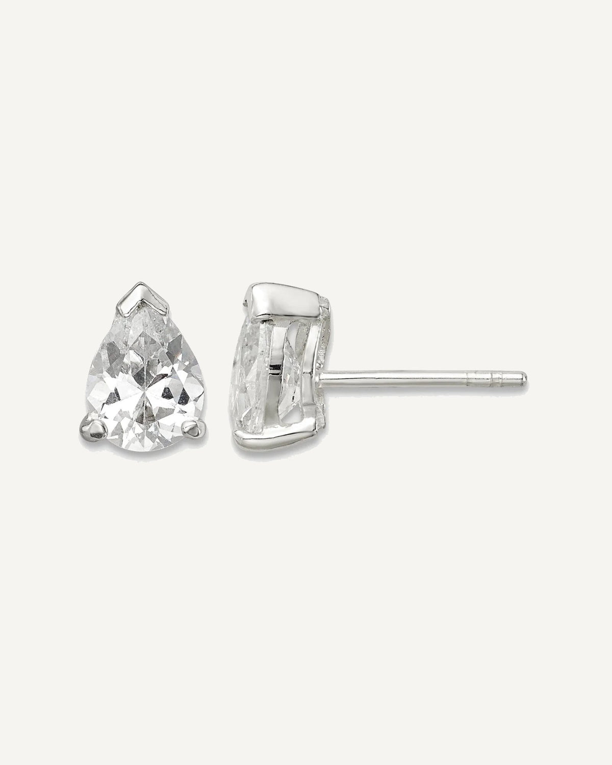 CZ Stud Earrings — 5x7 mm, Basket Mounting – View 5