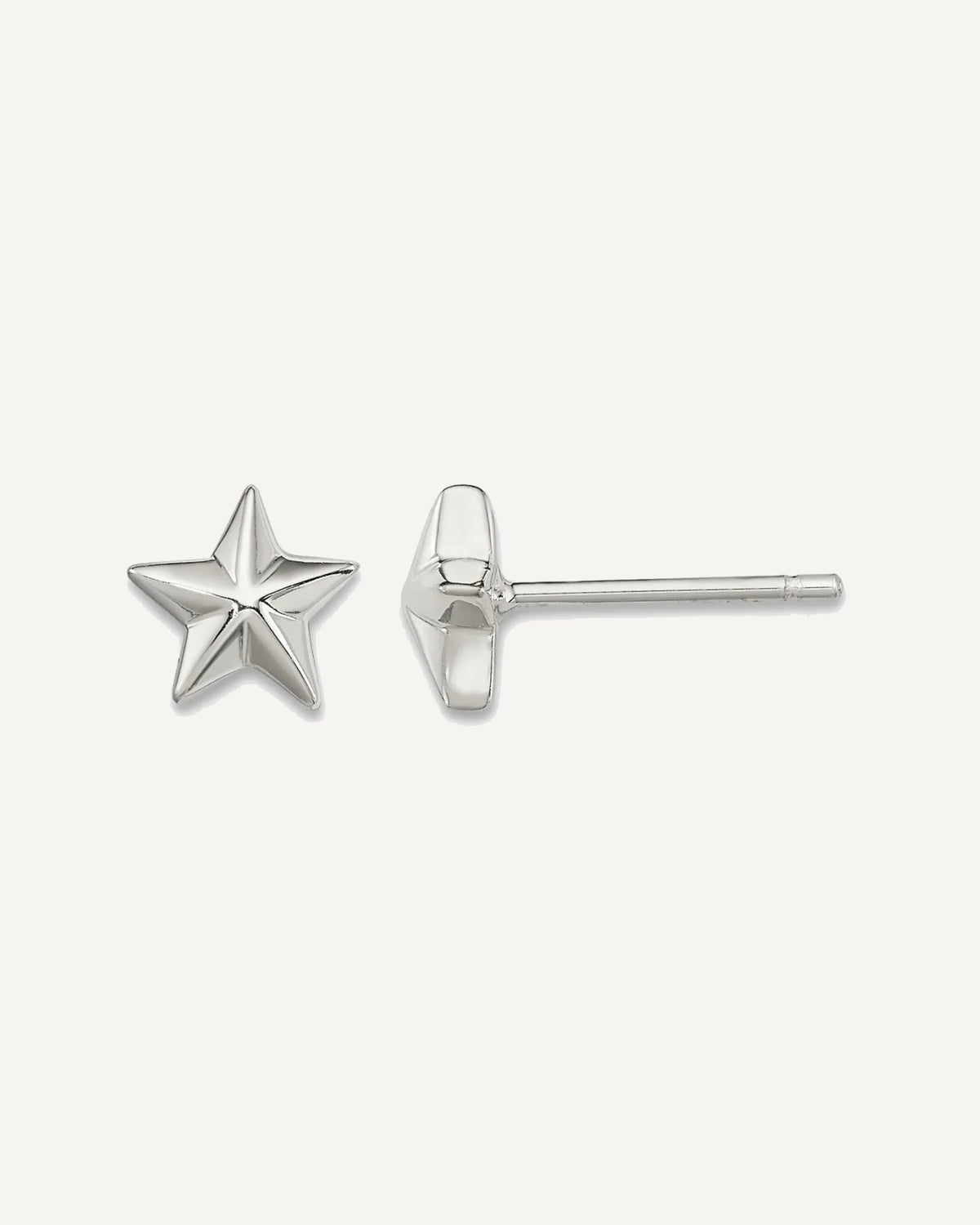 Sterling Silver Polished Star Post Earrings – View 1