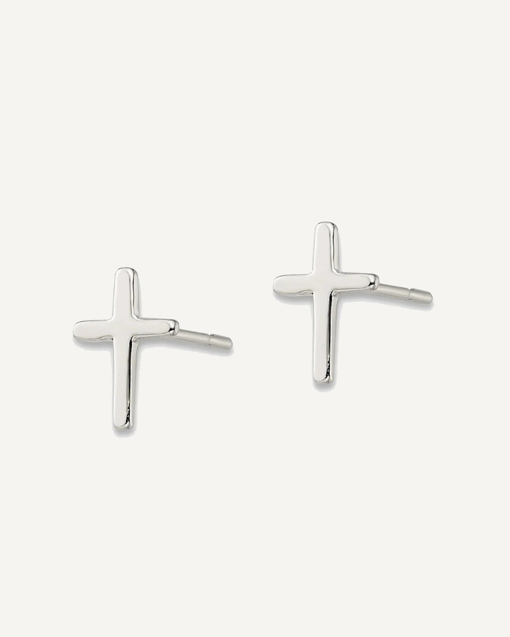 Sterling Silver Polished Latin Cross Petite Post Earrings – View 2