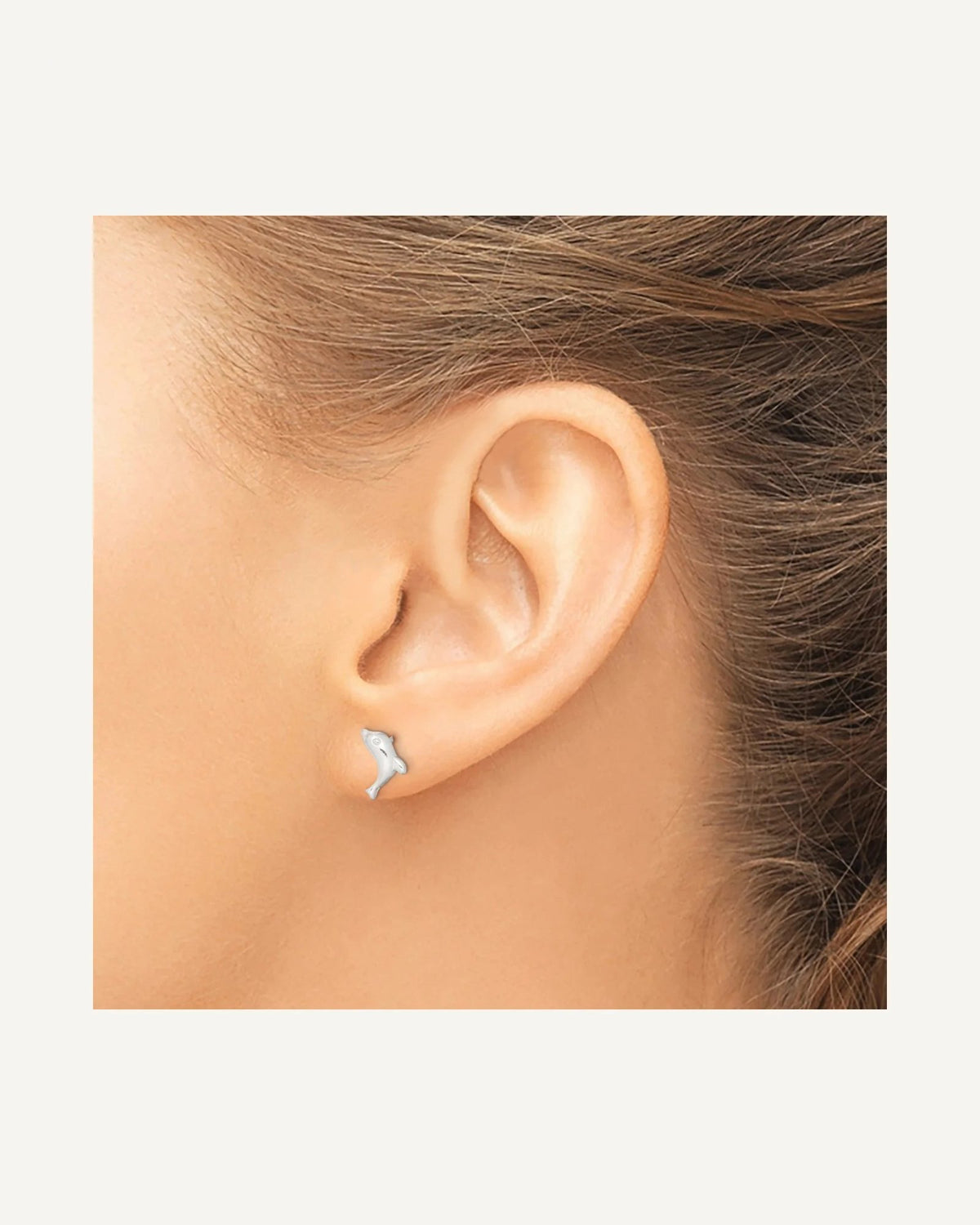 Sterling Silver Polished Dolphin Post Earrings – View 3