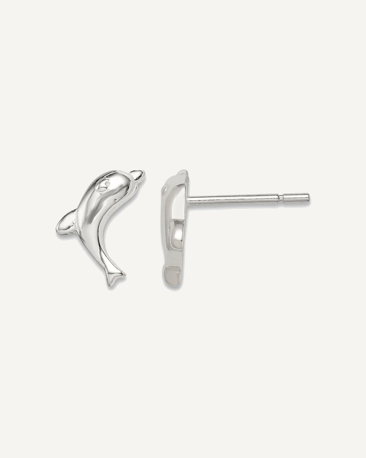 Sterling Silver Polished Dolphin Post Earrings – View 1