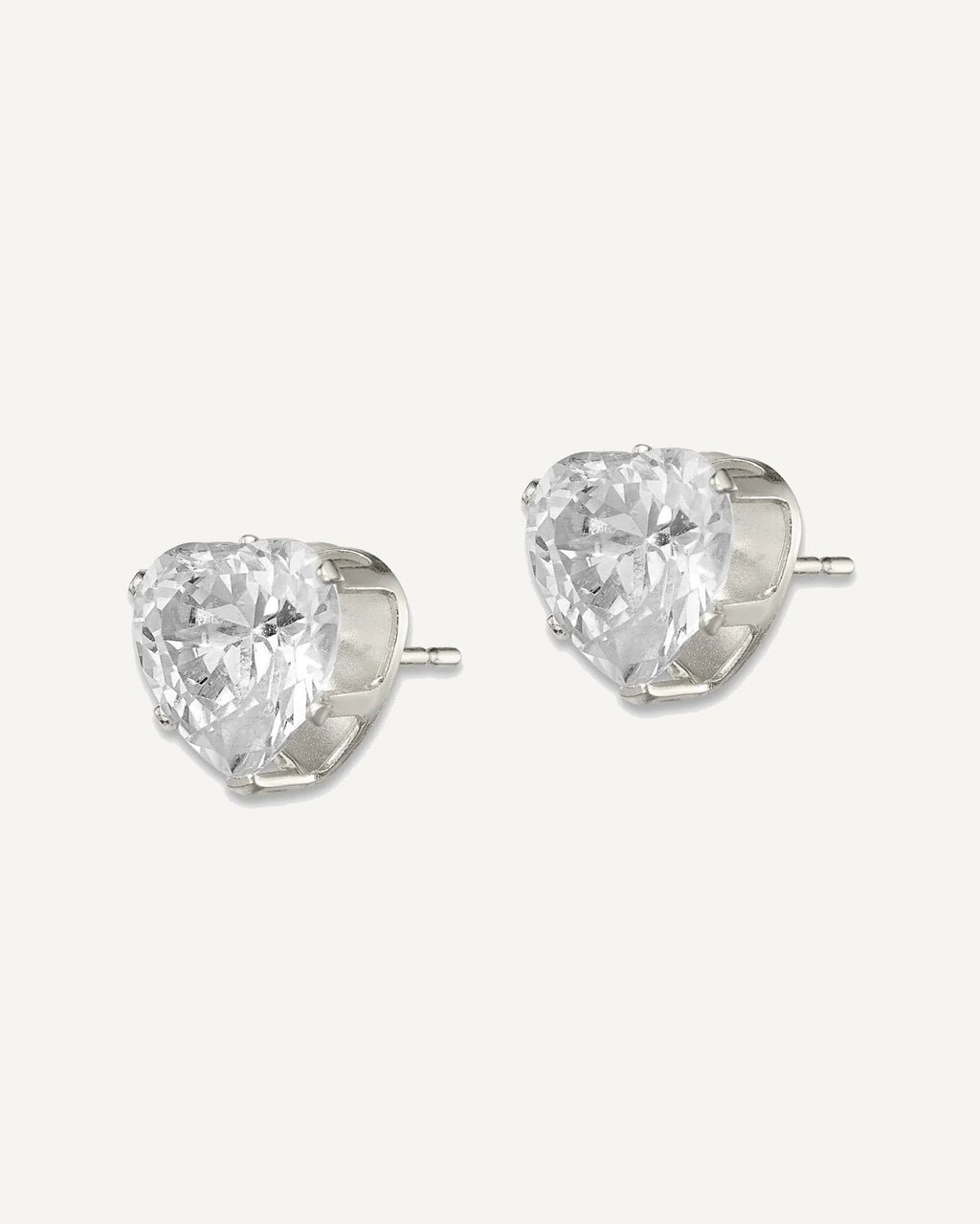 CZ Stud Earrings — 8 mm, Snap-in Mounting – View 2
