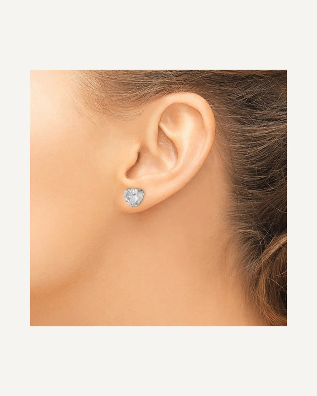 CZ Stud Earrings — 8 mm, Snap-in Mounting – View 3