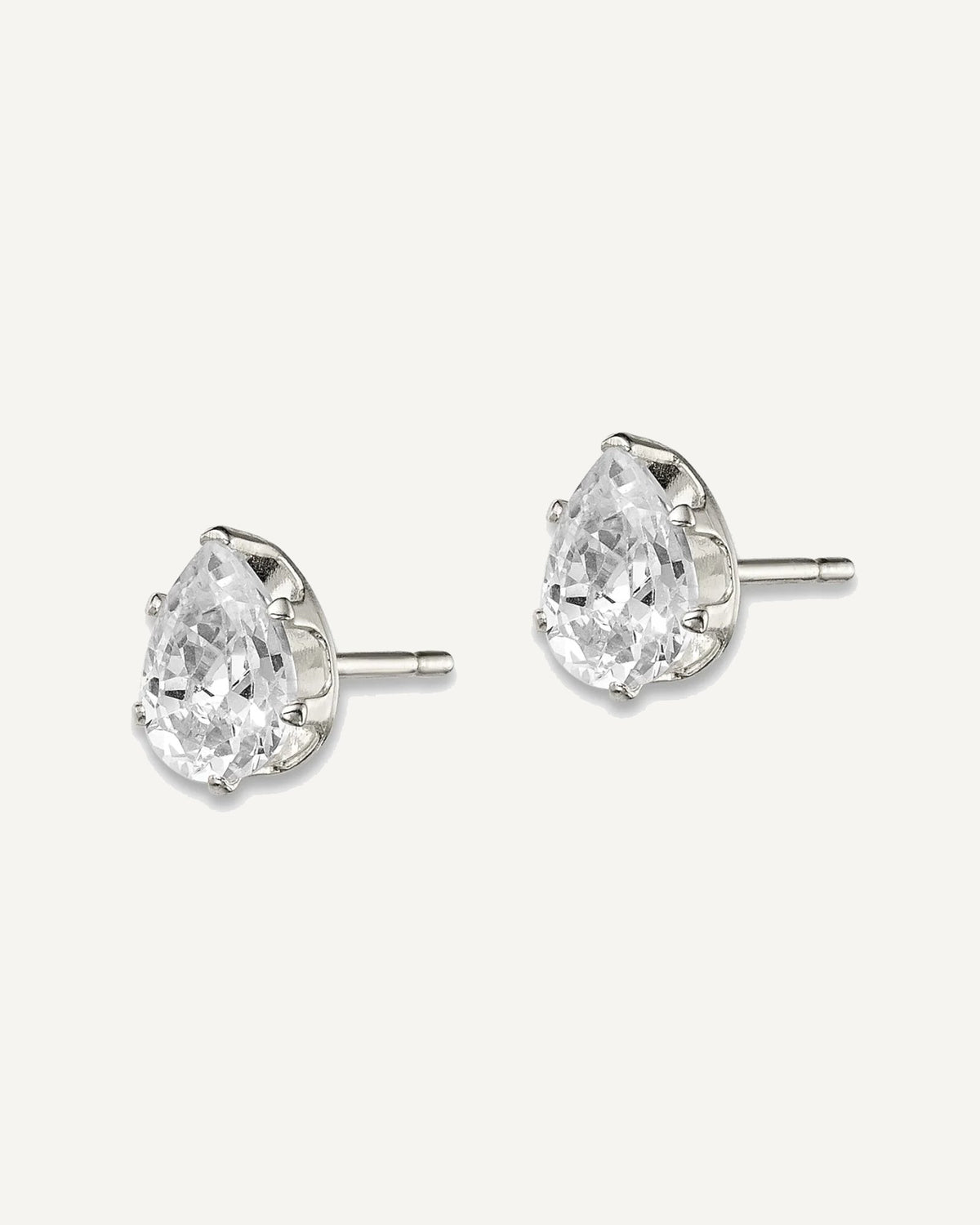 CZ Stud Earrings — 6x4 mm, Snap-in Mounting – View 2