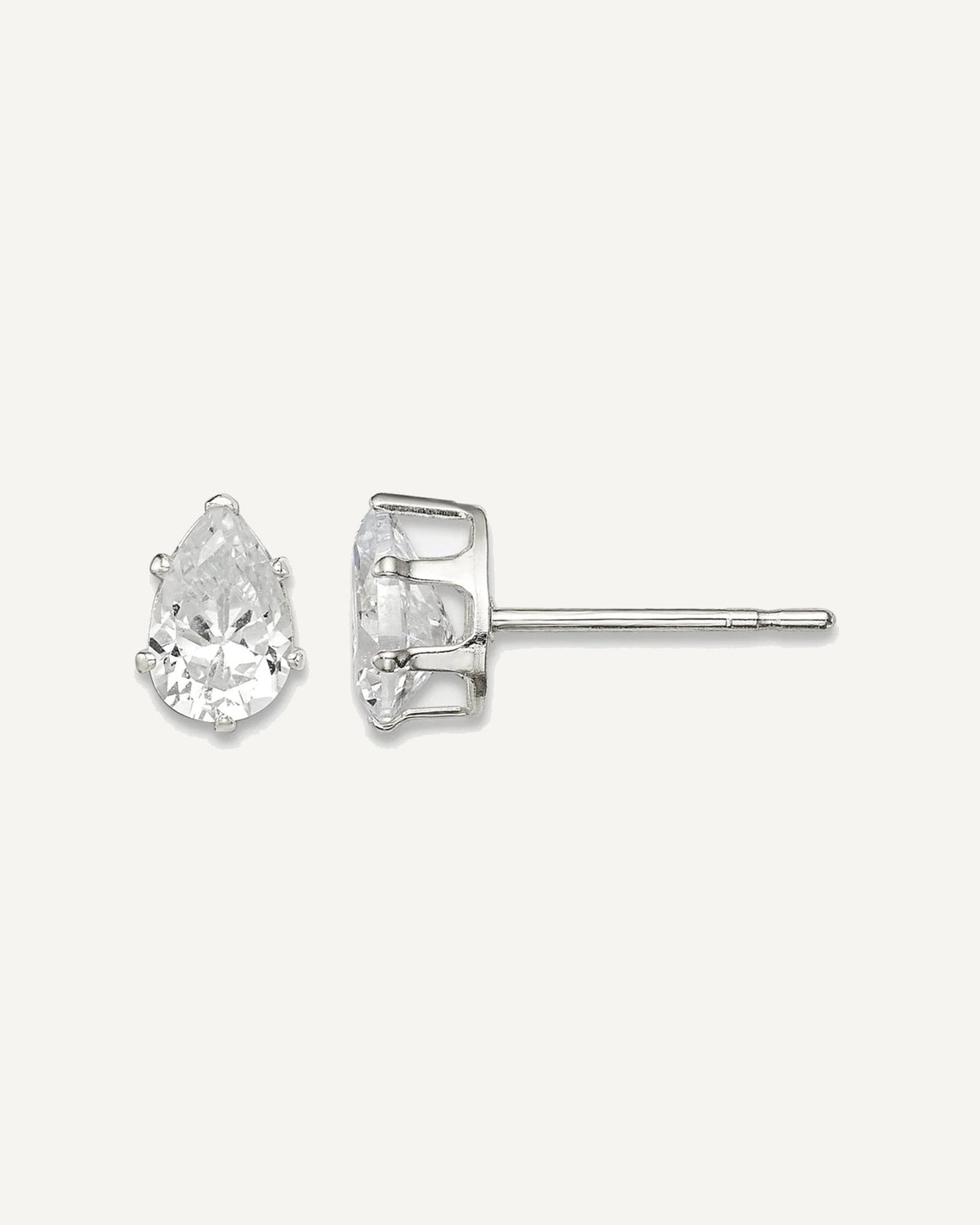 CZ Stud Earrings — 6x4 mm, Snap-in Mounting – View 1