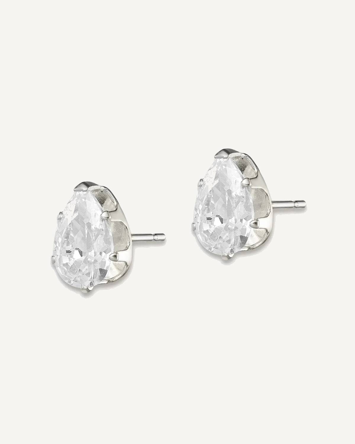 CZ Stud Earrings — 8x5 mm, Snap-in Mounting – View 2