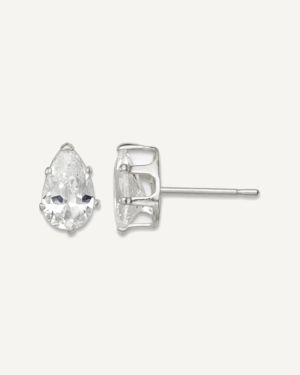 CZ Stud Earrings — 8x5 mm, Snap-in Mounting – View 1