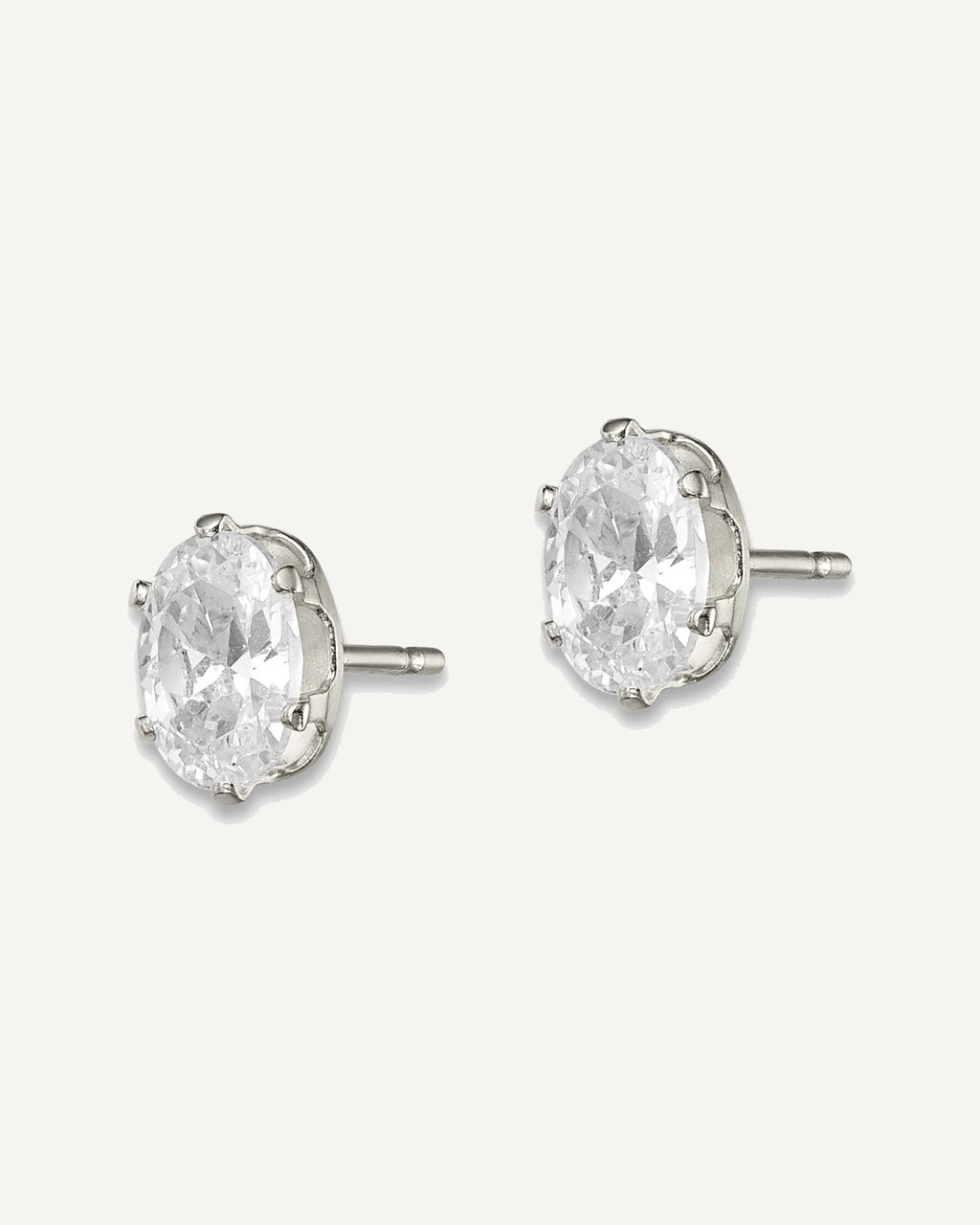 CZ Stud Earrings — 6x4 mm, Snap-in Mounting – View 6