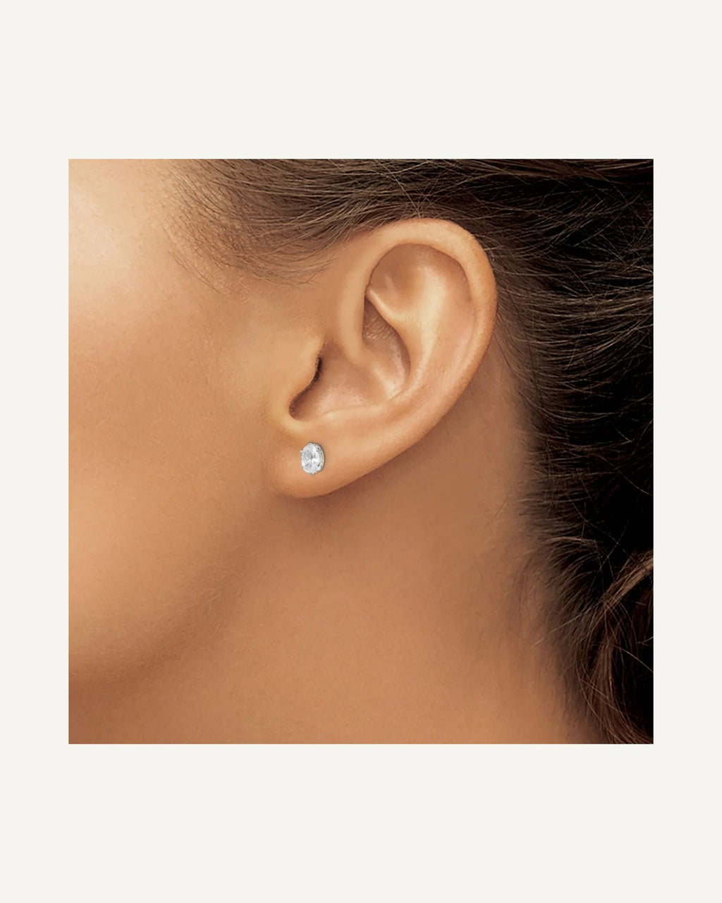 CZ Stud Earrings — 6x4 mm, Snap-in Mounting – View 7