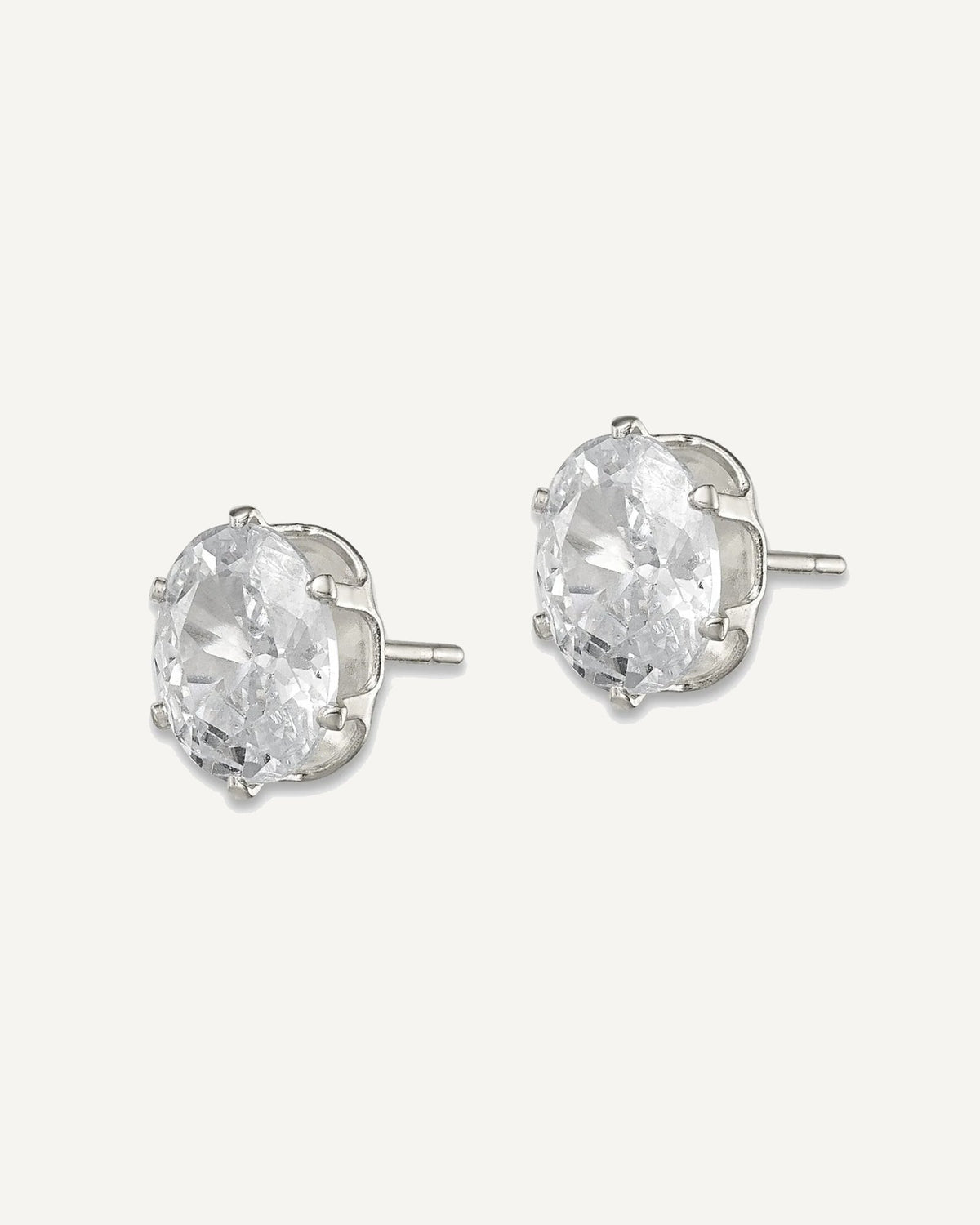 CZ Stud Earrings — 8x6 mm, Snap-in Mounting – View 2