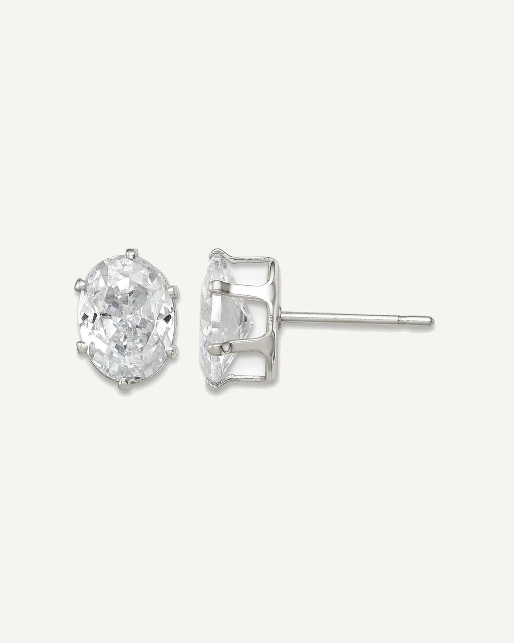 CZ Stud Earrings — 8x6 mm, Snap-in Mounting – View 1