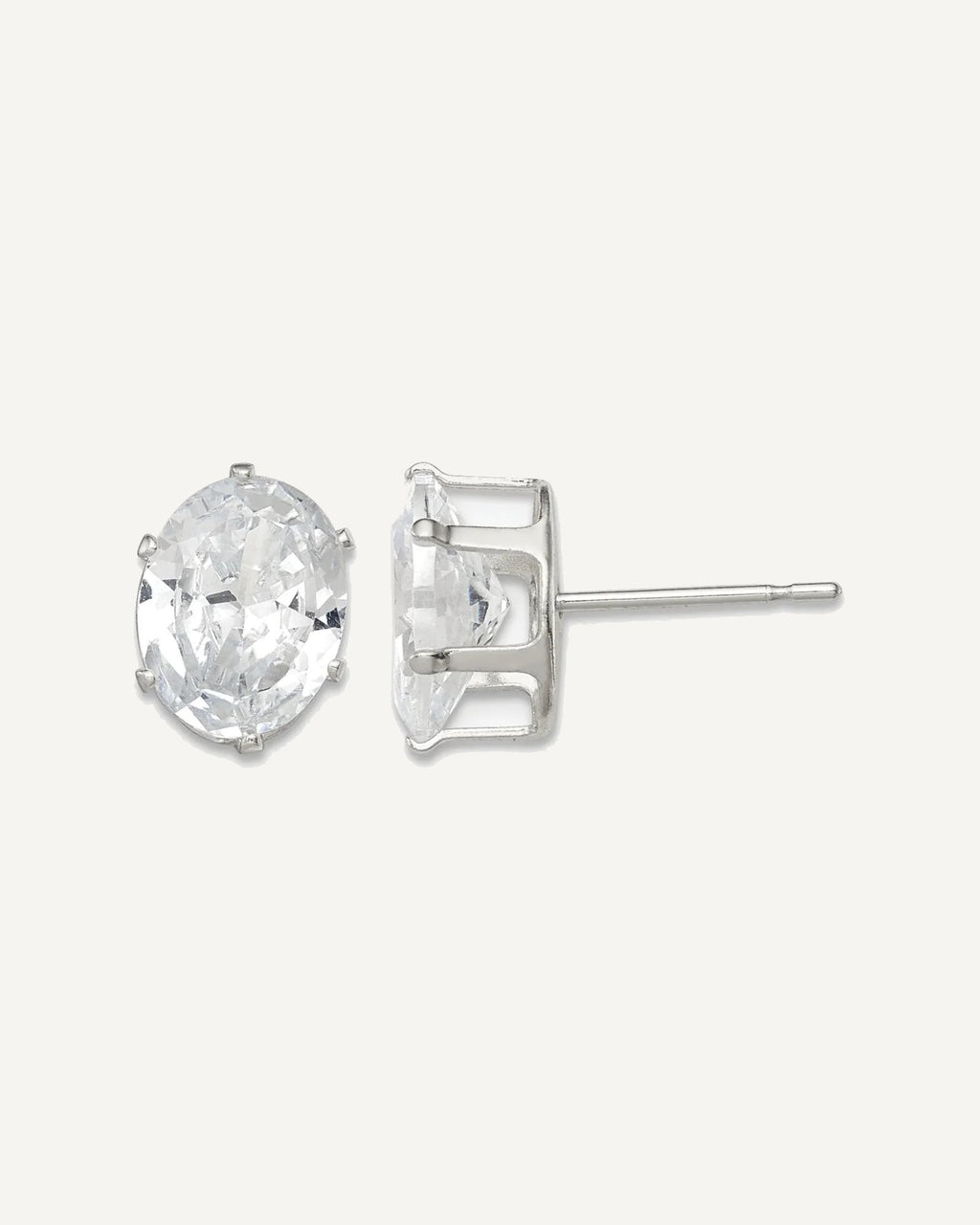 CZ Stud Earrings — 9x7 mm, Snap-in Mounting – View 1
