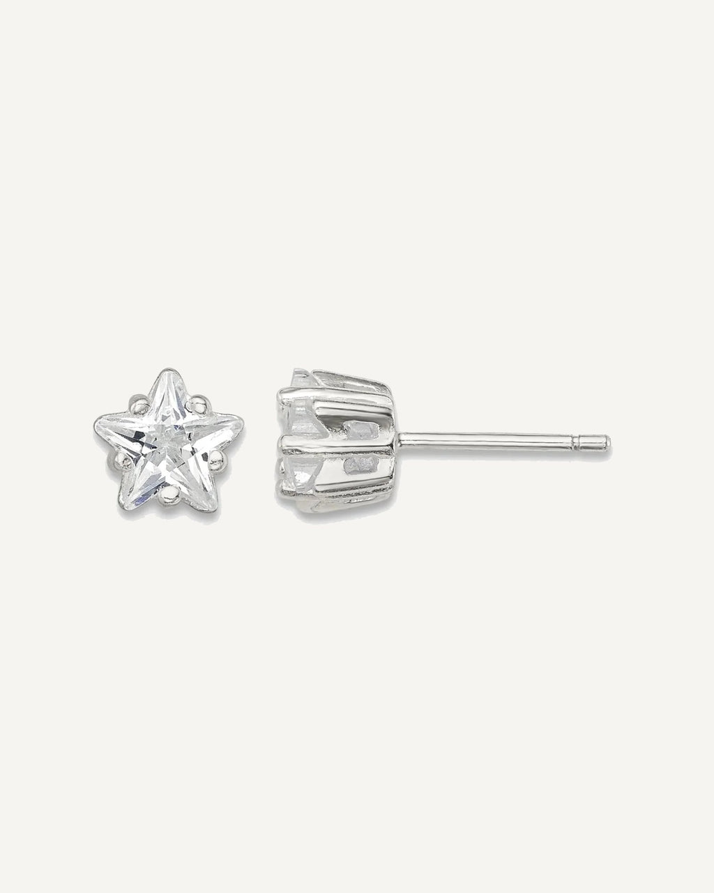 CZ Stud Earrings — 6 mm, Basket Mounting – View 5