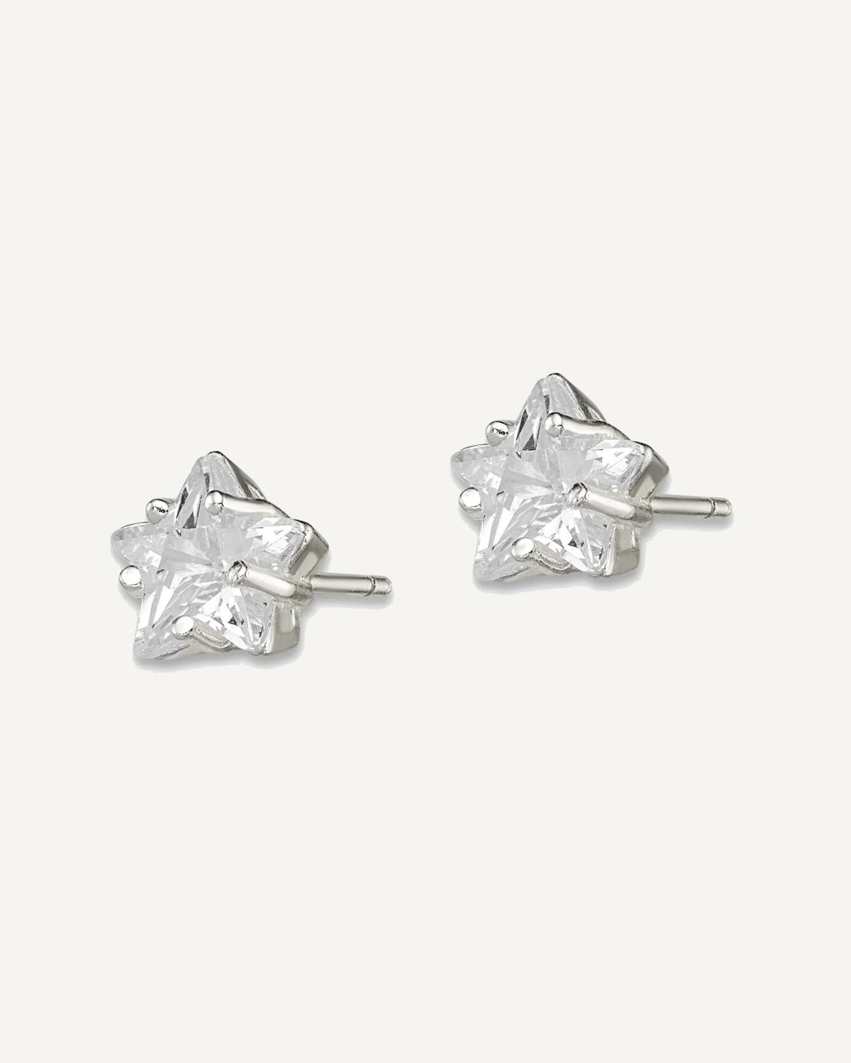 CZ Stud Earrings — 7 mm, Basket Mounting – View 2
