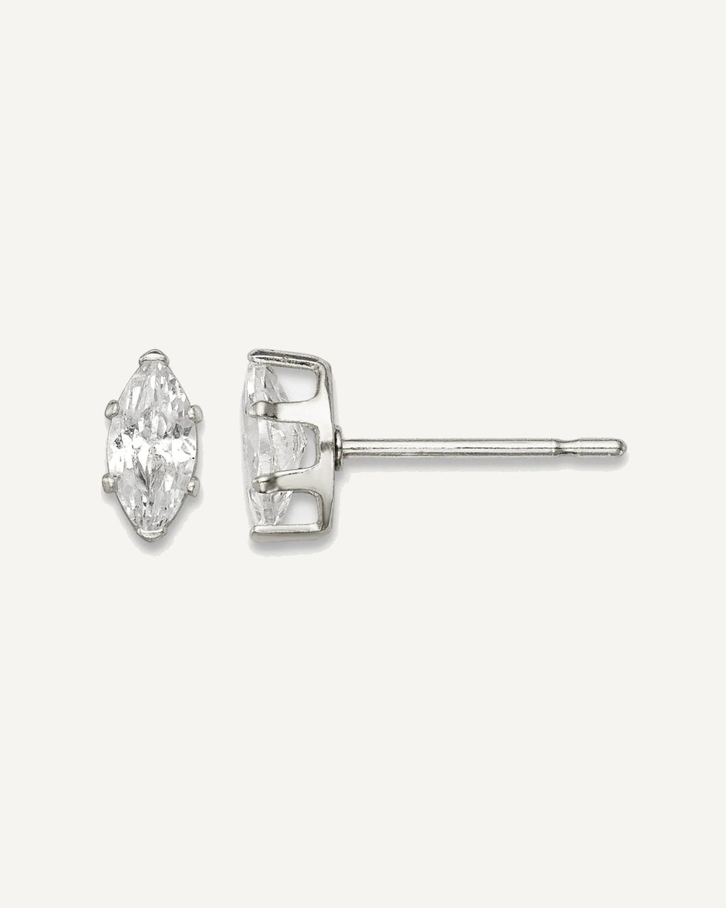 CZ Stud Earrings — 6x3 mm, Snap-in Mounting – View 1