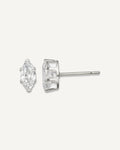 CZ Stud Earrings — 7x3.5 mm, Snap-in Mounting – View 1